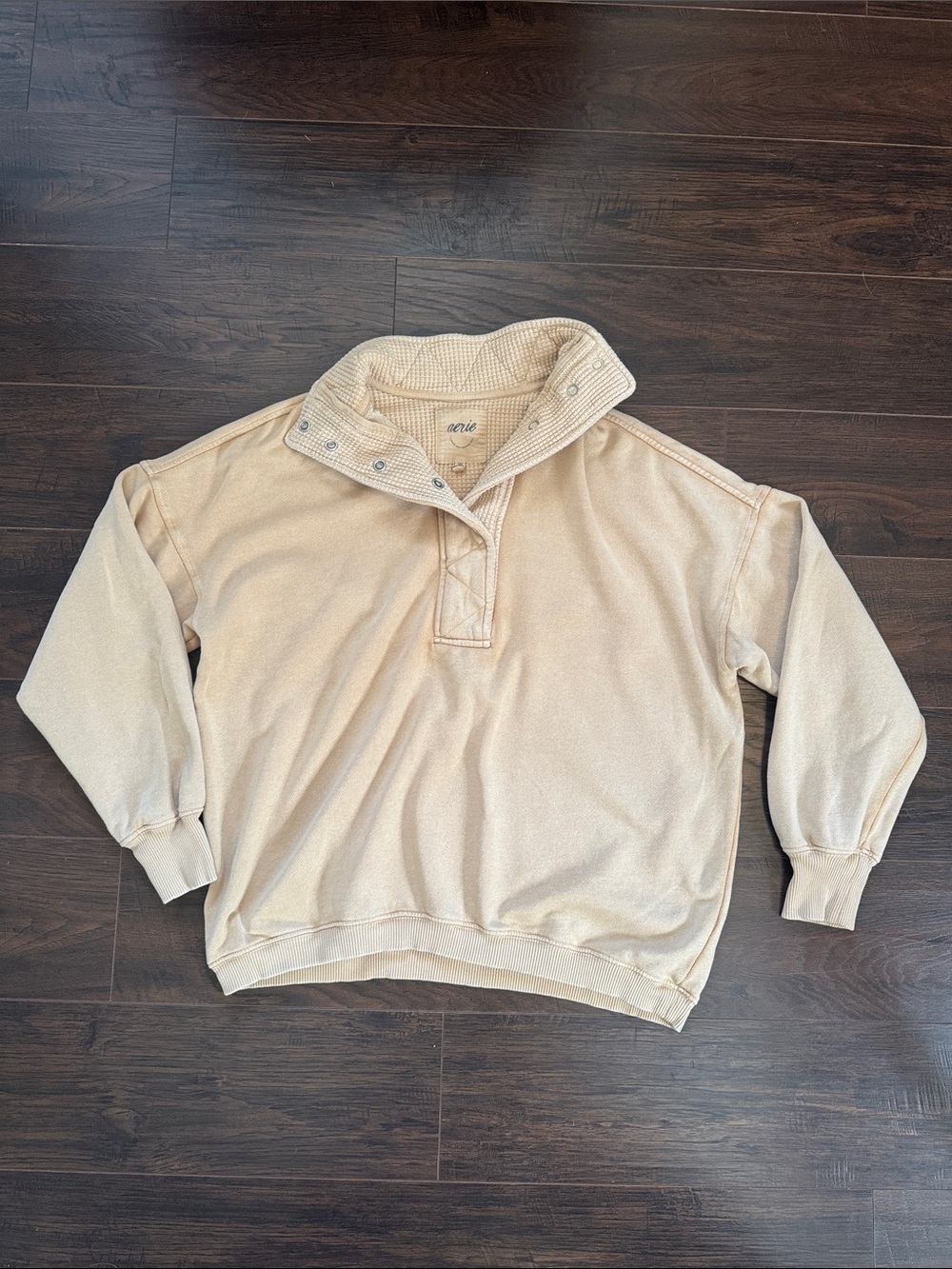 aerie Cream Quarter-Snap Pullover Hoodie